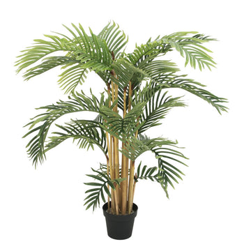 Gesamtdarstellung der künstlichen Kentia Palme 140cm im schwarzen Kunststofftopf