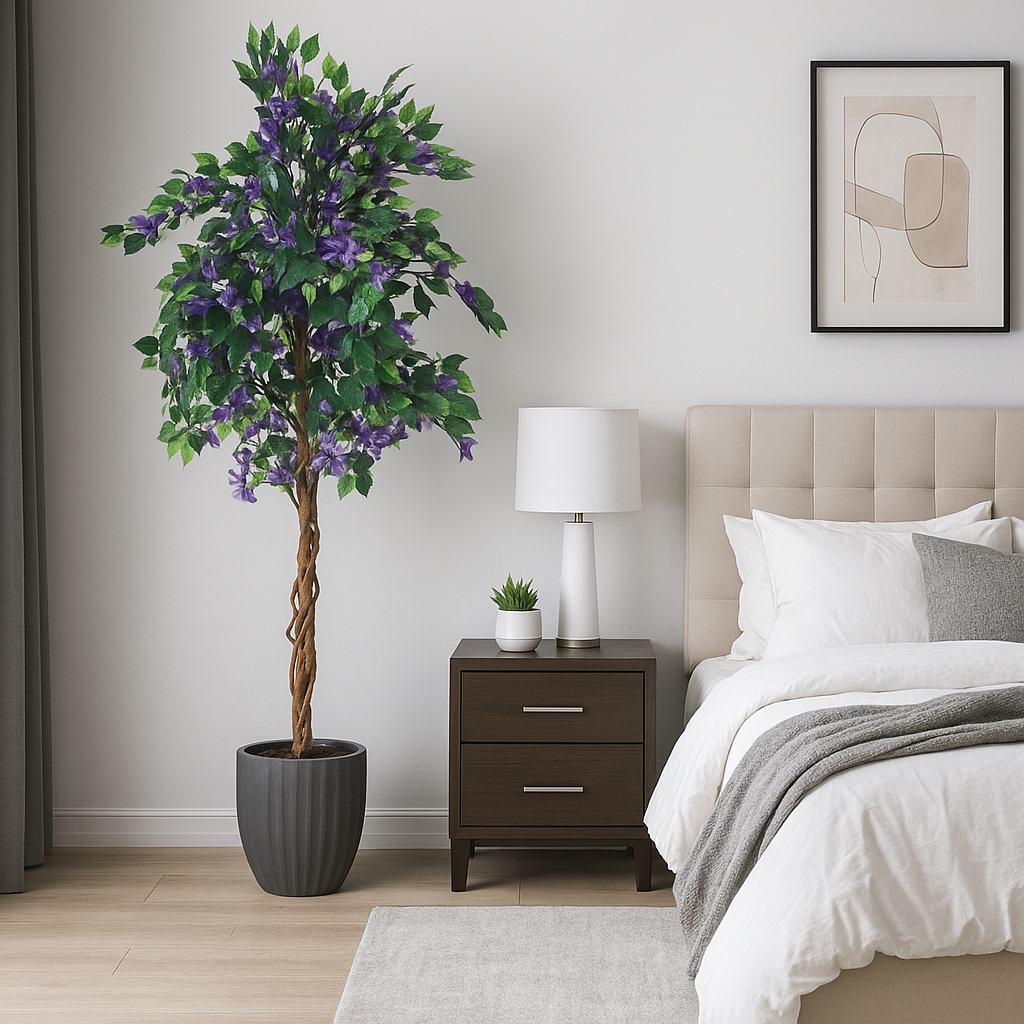 Kuenstlicher Lavendelbaum mit naturgetreuen violetten Blueten, 180 cm – dekorative Raumgestaltung