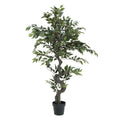 Kuenstlicher Ficus Waldbaum 110 cm hoch mit dichtem, dunkelgruemem Blattwerk – dekorativ und pflegefrei fuer Wohnzimmer oder Buero