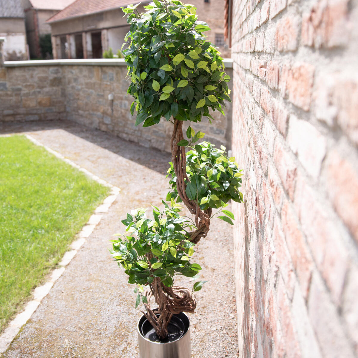 Kuenstliche Pflanze Ficusbaum mit dichtem Laub, 160 cm hoch – stilvolle Raumgestaltung