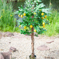 Hochwertiger Zitronenbaum künstlich mit grünen Blättern und gelben Früchten – 180 cm Deko-Baum