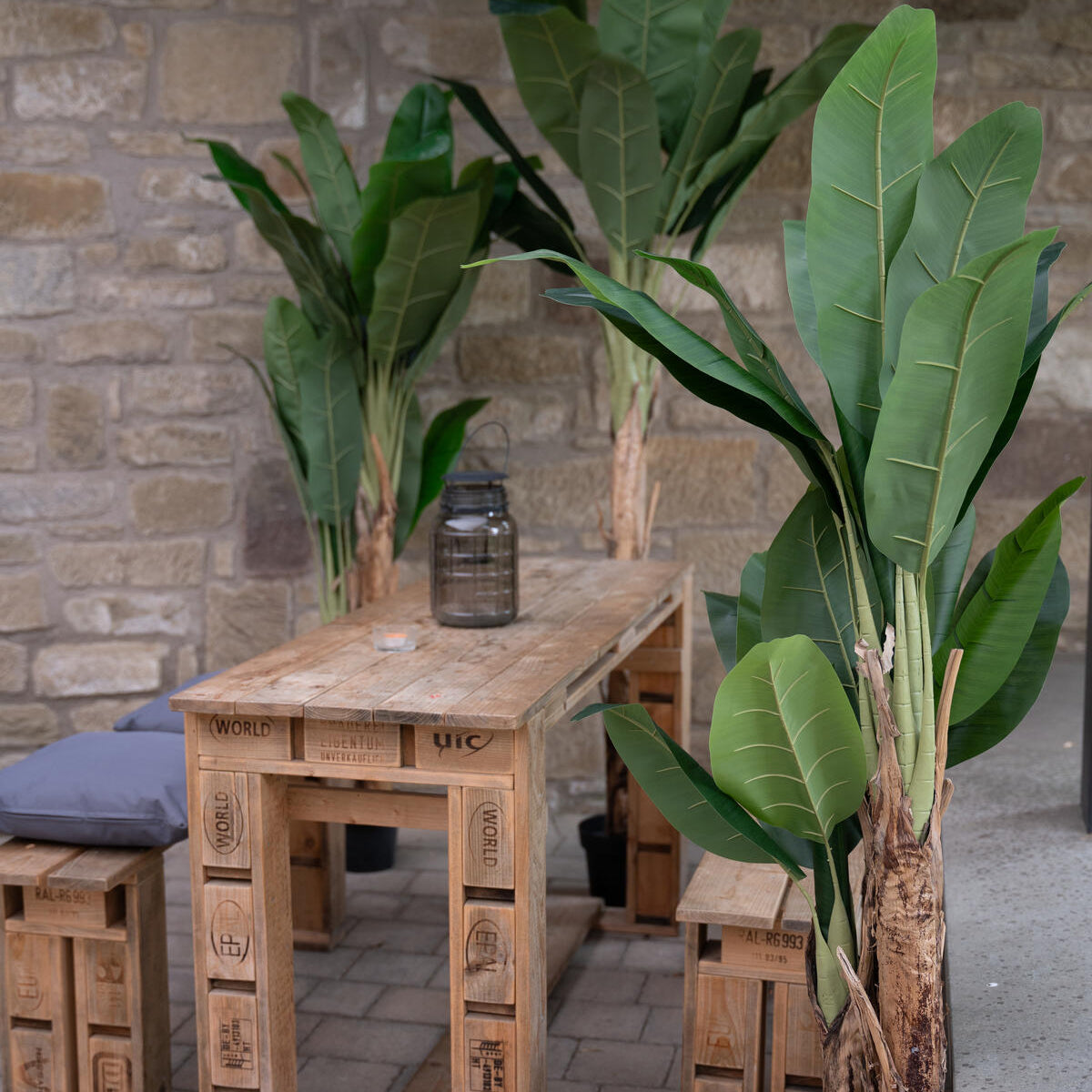 170 cm hoher Kunst-Bananenbaum mit lebendigem Gruen – perfekte Alternative zur Echtpflanze