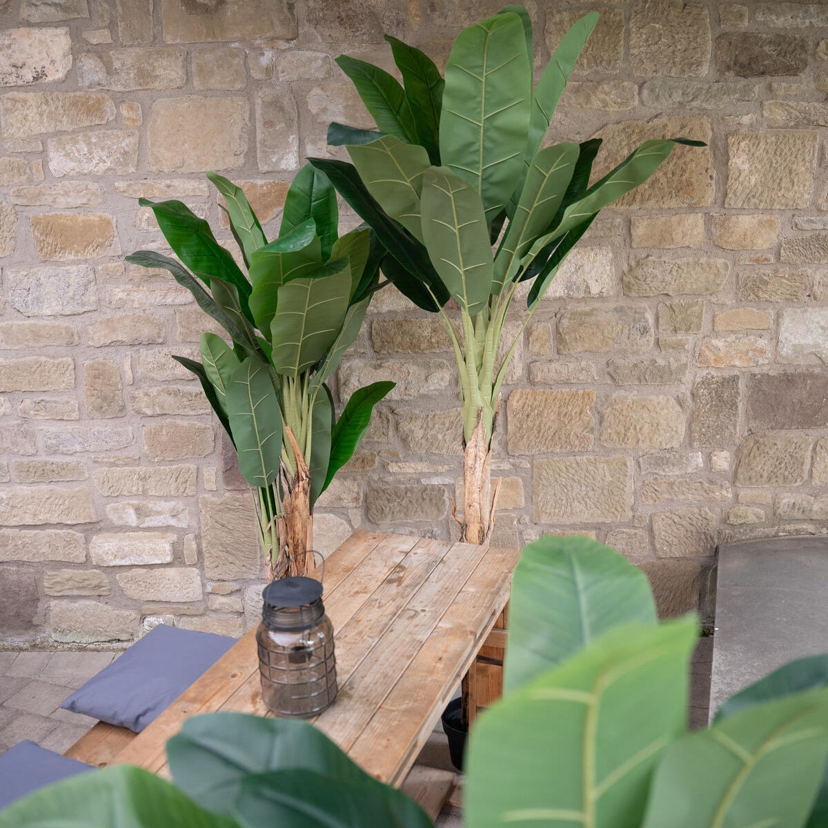 Kuenstliche Pflanze Bananenbaum mit tropischem Flair – 170 cm fuer Wohnzimmer oder Buero
