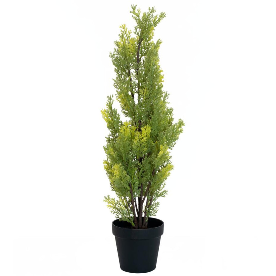 Kuenstliche Leyland-Zypresse 60 cm hoch mit dichter Nadelform – ideal fuer Eingangsbereiche, Fensterbank oder Terrasse
