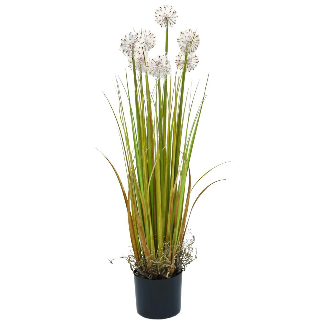 Kuenstliche Pusteblume 107 cm mit feinen, weissen Samenkoepfen – stilvolle Dekoration fuer Wohnzimmer oder Empfang