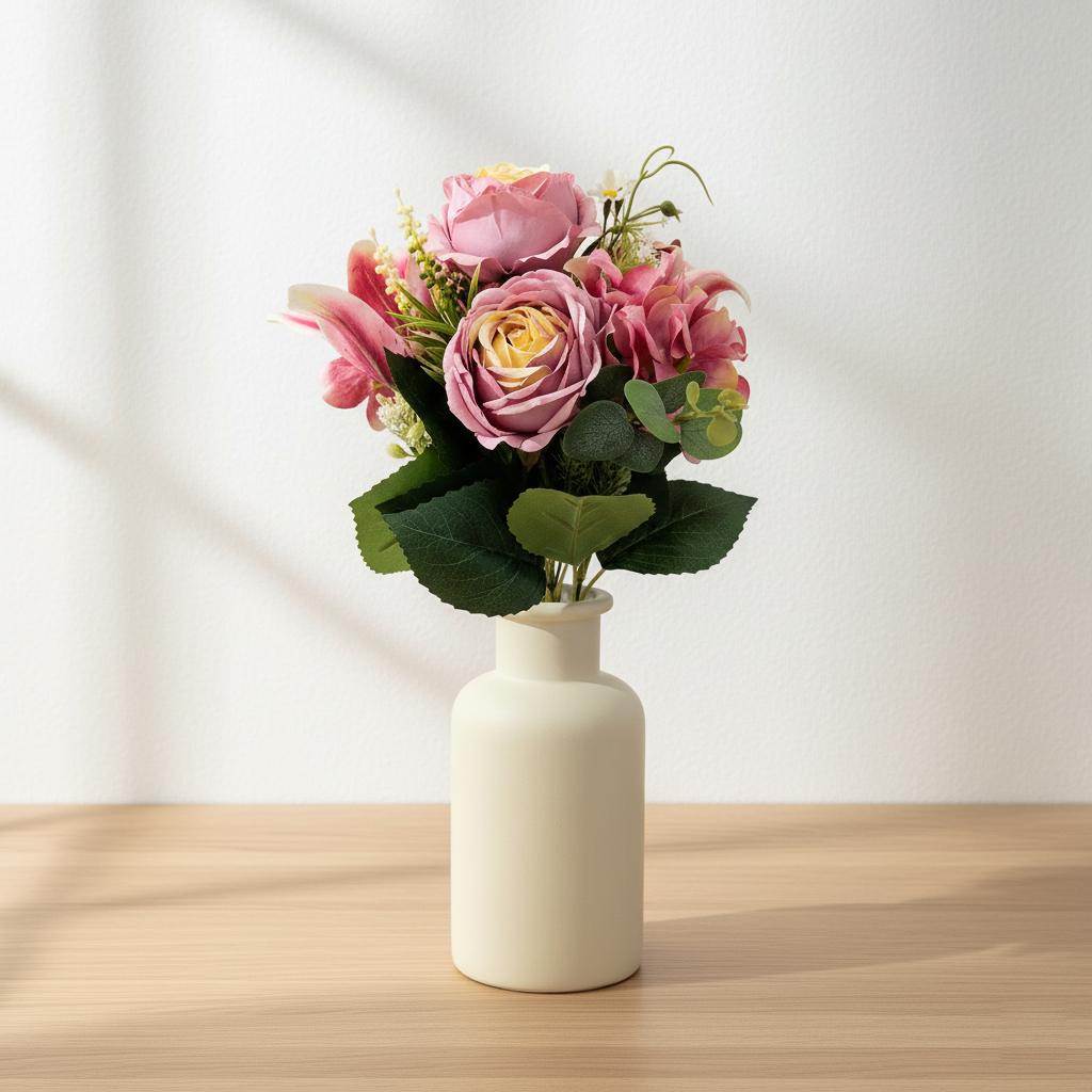 Serena No. 46 – Künstlicherstrauß Pfingstrosen · Lilien · Hortensien
