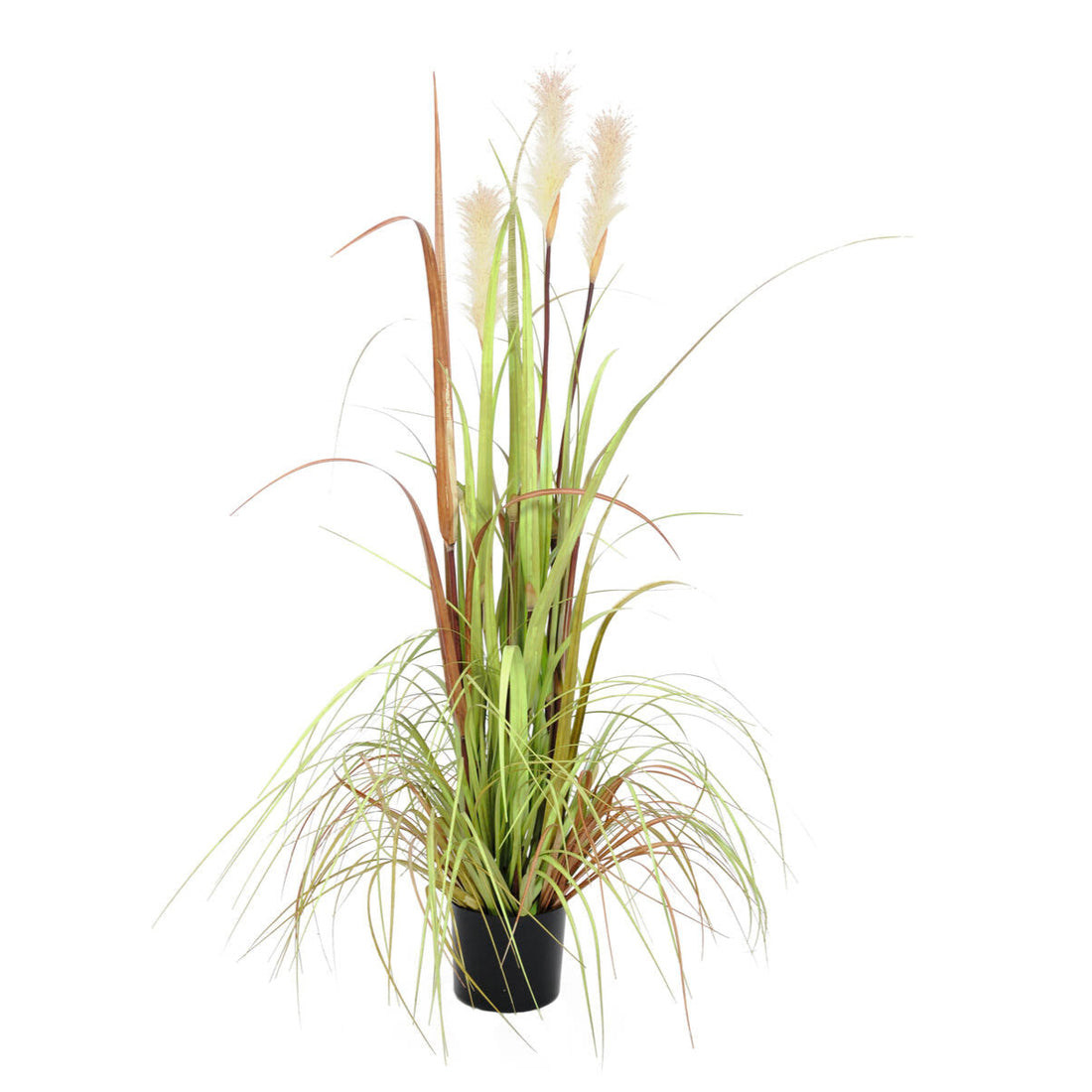 Kuenstliche Wildgrasstaude mit feinen Halmen in Gruen und Beige – 120 cm hoch, ideal fuer Wohnzimmer oder Flur
