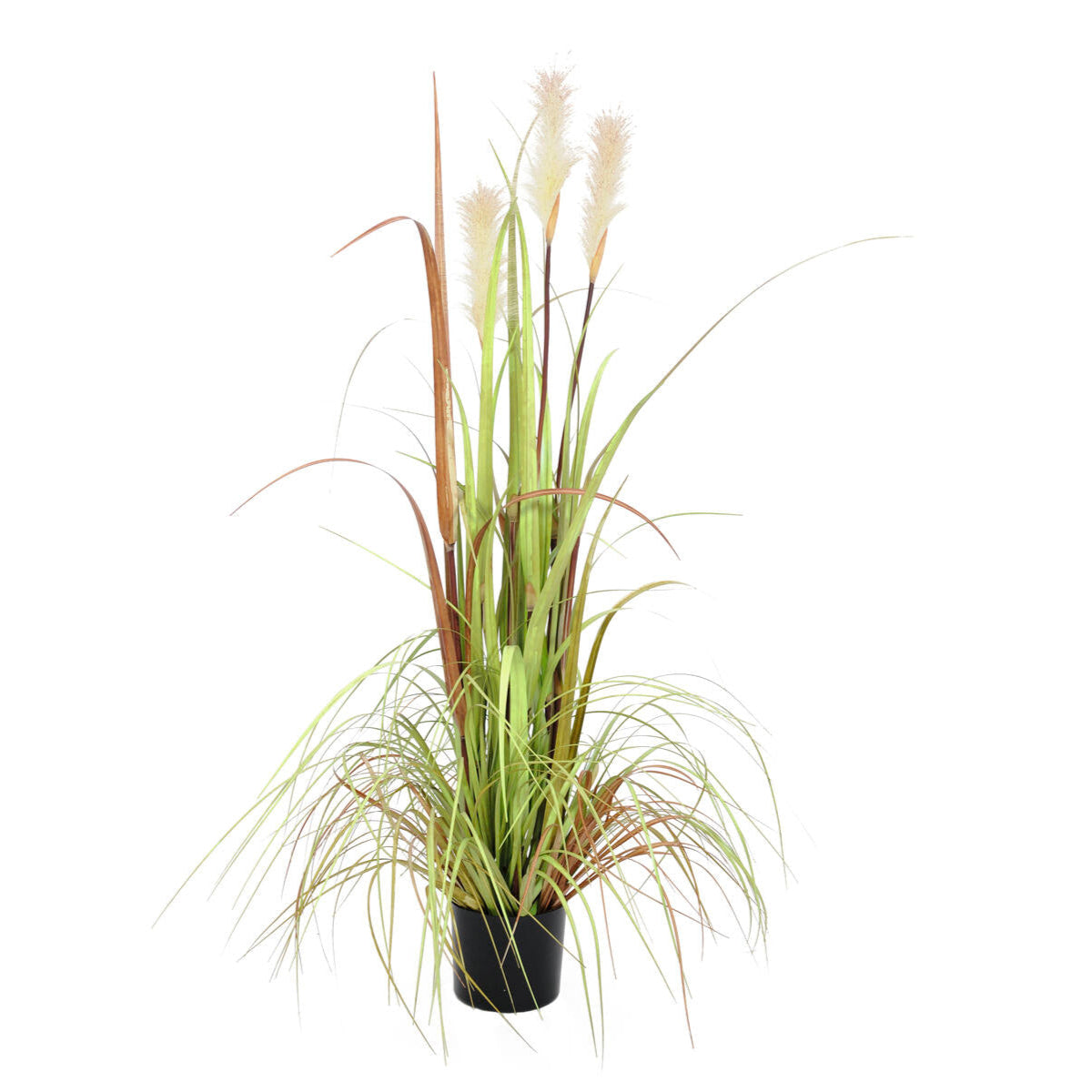 Kuenstliche Wildgrasstaude mit feinen Halmen in Gruen und Beige – 120 cm hoch, ideal fuer Wohnzimmer oder Flur