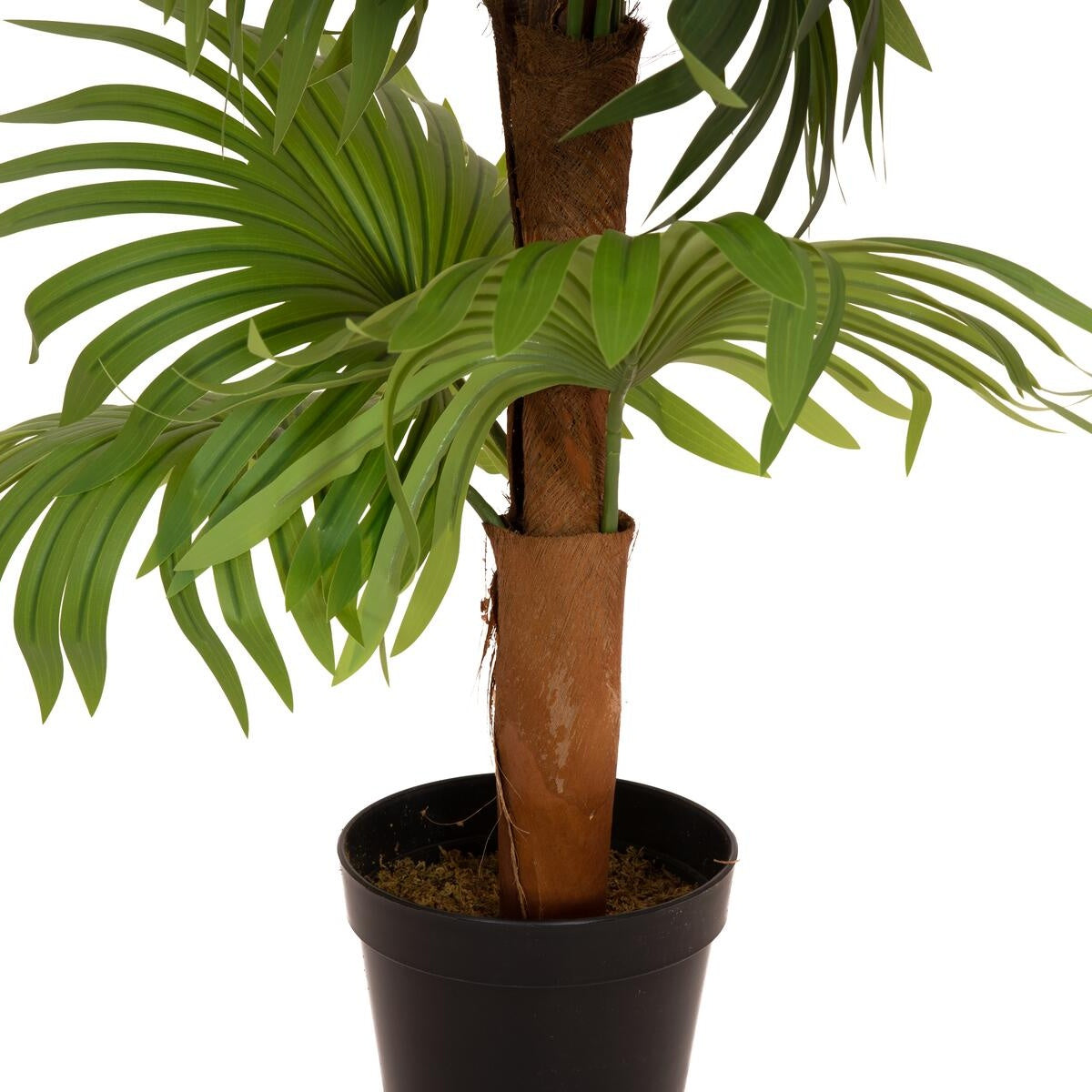 Fächerpalme künstlich 130 cm – Nahaufnahme vom Stamm mit Naturfaserdetail