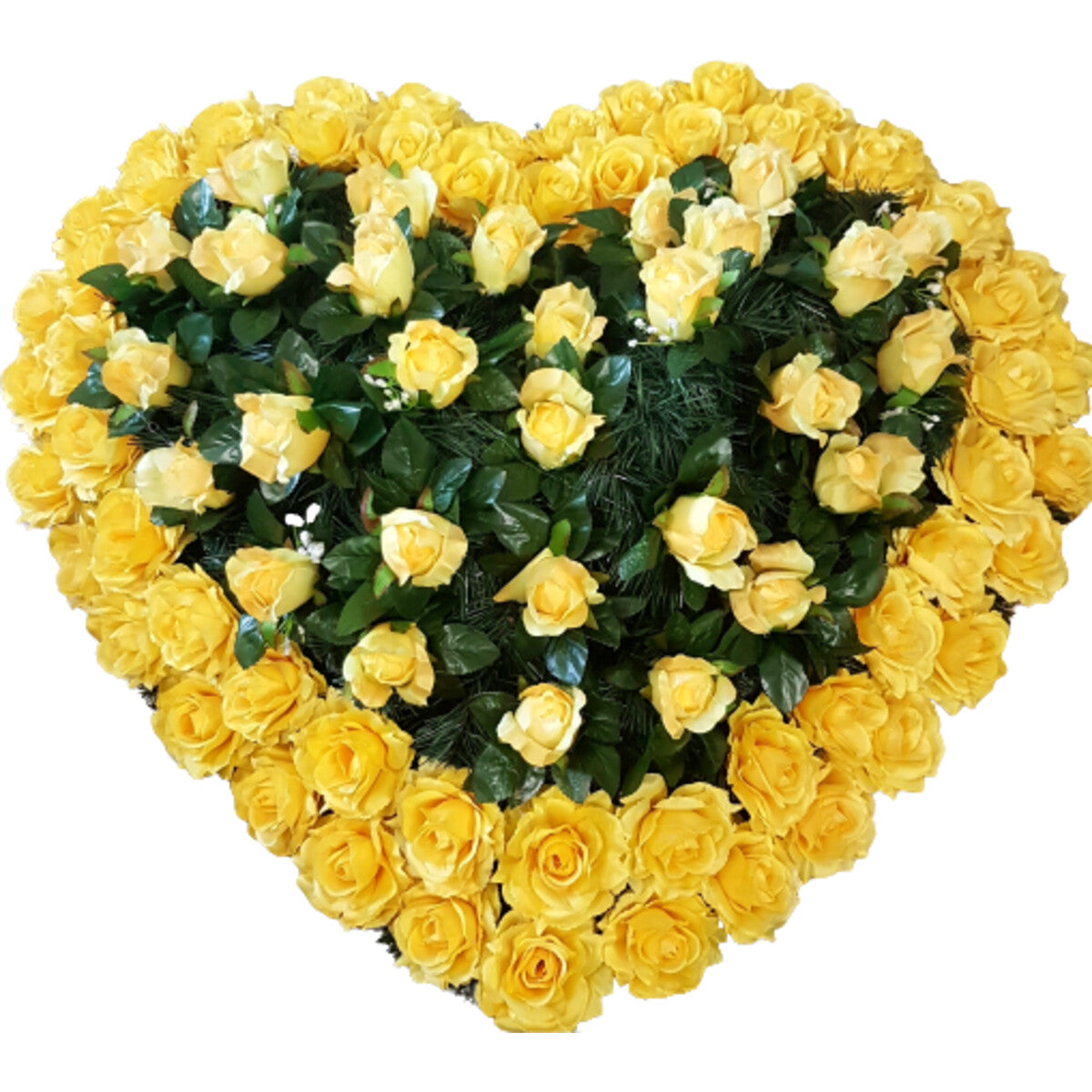 Herzförmiger Rosenkranz in Gelb, 80×80 cm – elegante, langlebige Deko aus künstlichen Rosen, weitere Ansicht.